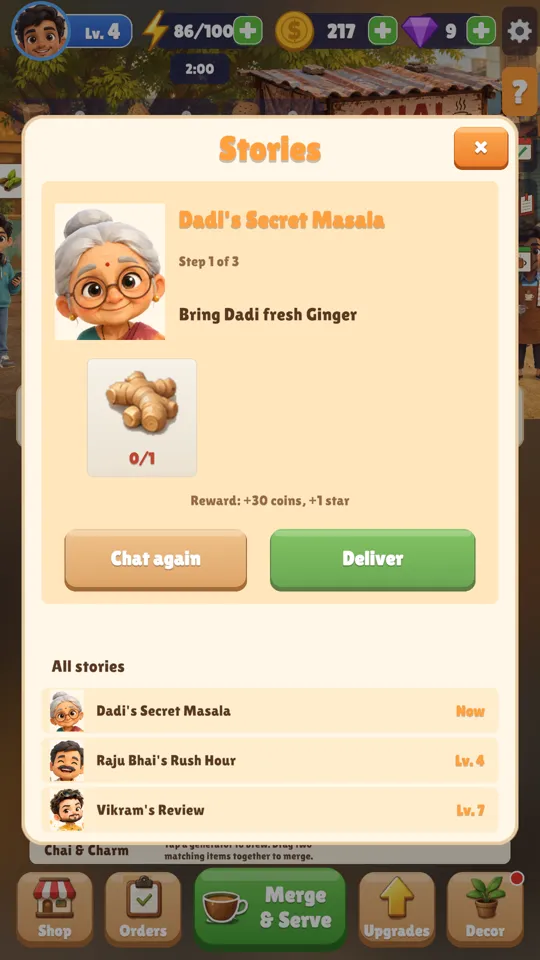 Chai & Charm story screen: Dadi's Secret Masala